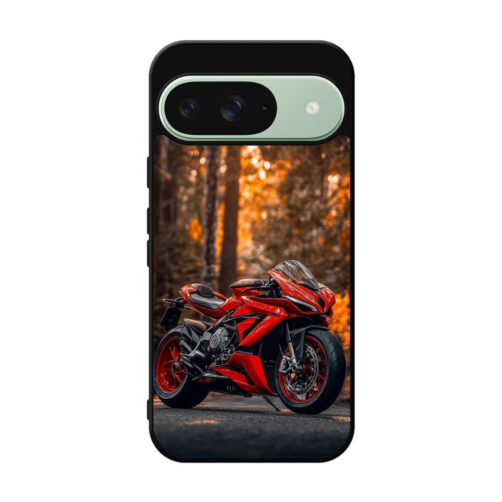 Crimson Velocity in Autumn Flame Google Pixel 9 Case