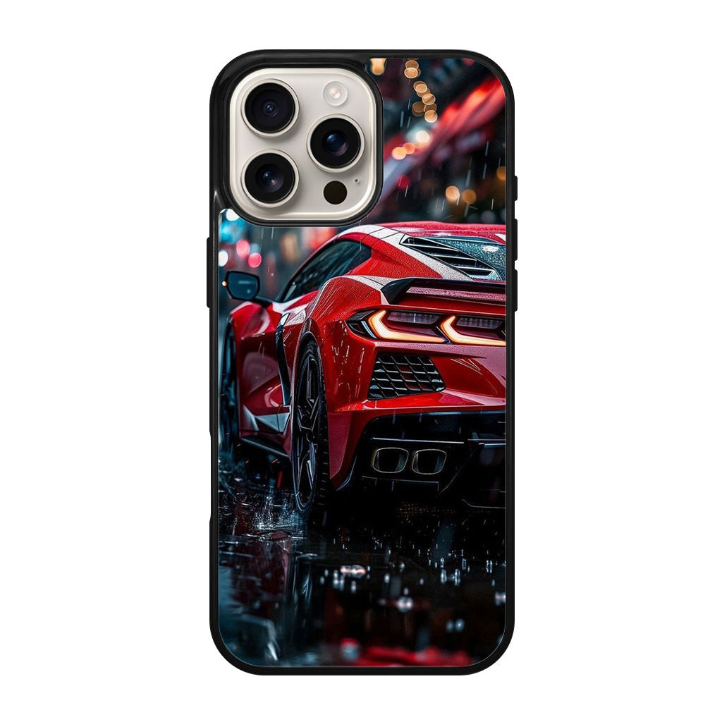 Red Sport Car in the Rain iPhone 16 Pro / 16 Pro Max Case