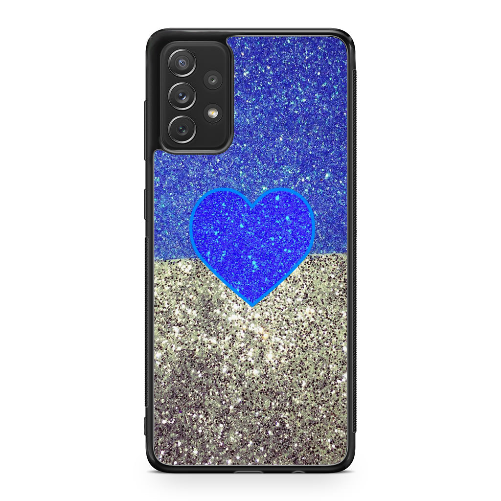 Love Glitter Blue and Grey Galaxy A53 5G Case