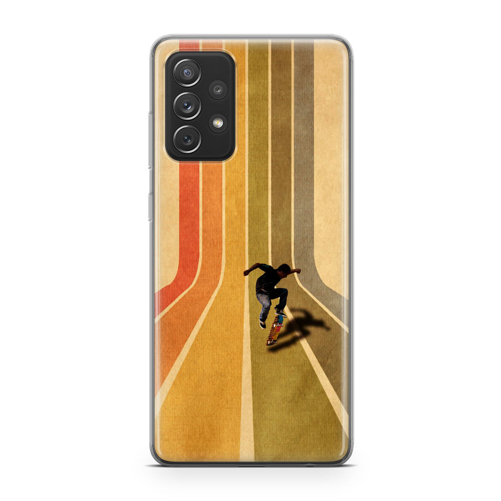 Vintage Skateboard On Colorful Stipe Galaxy A53 5G Case