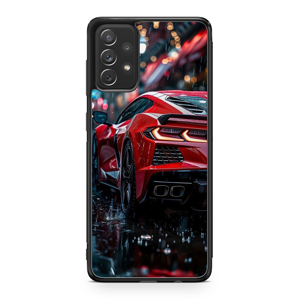 Red Sport Car in the Rain Samsung Galaxy A53 5G Case