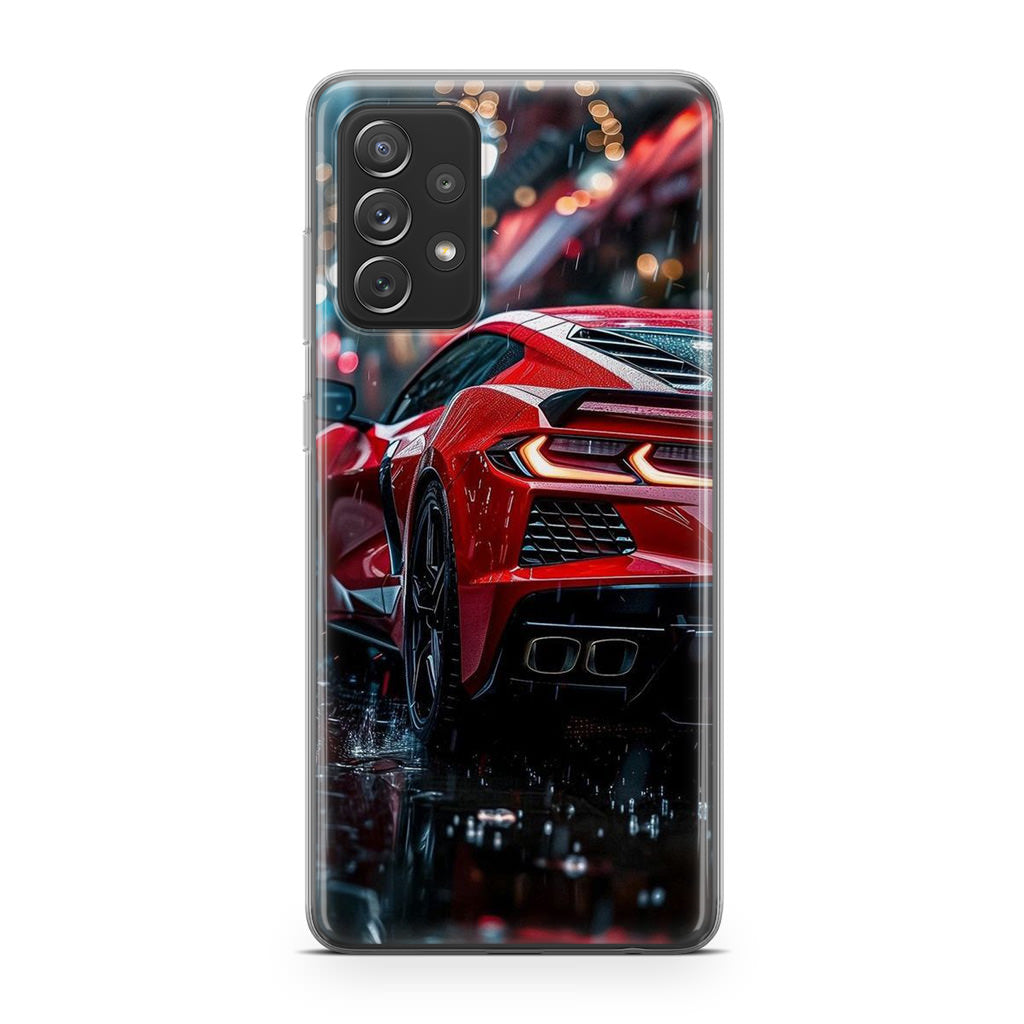Red Sport Car in the Rain Samsung Galaxy A53 5G Case