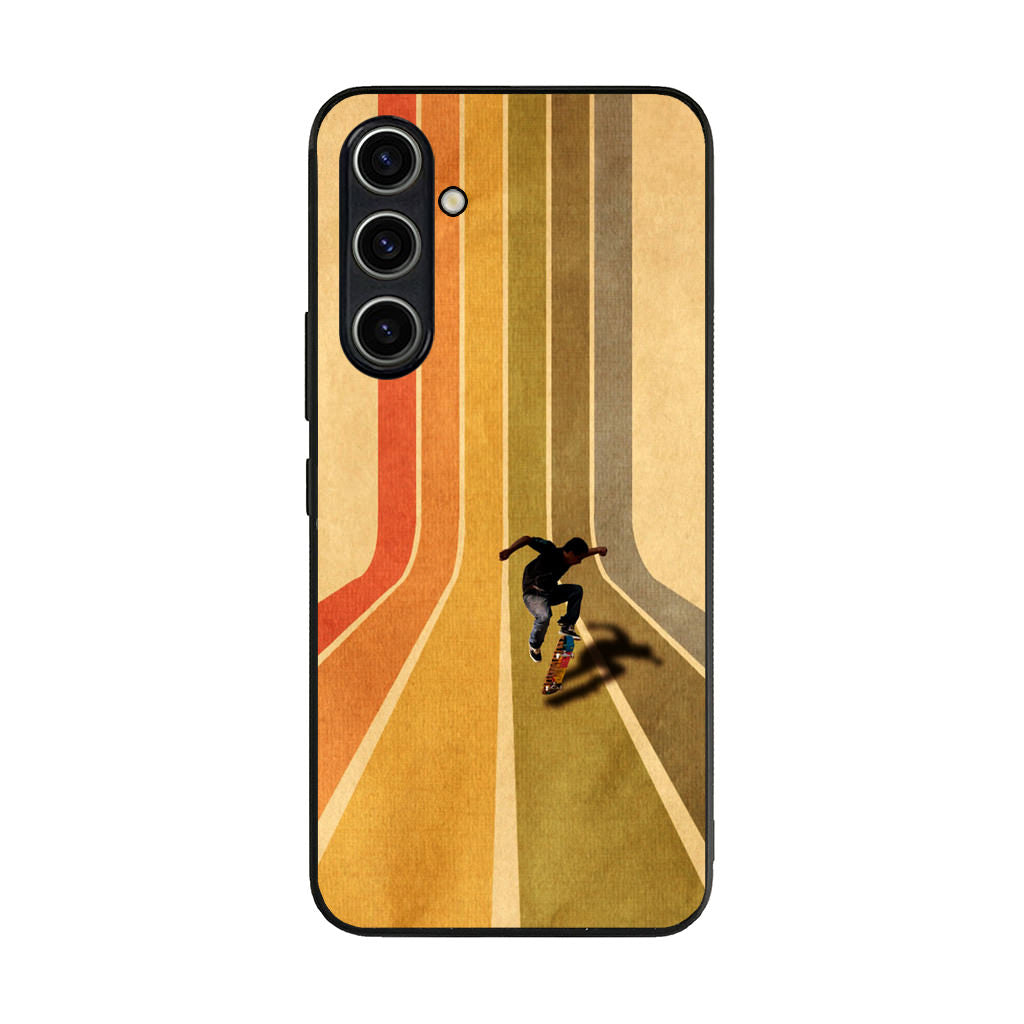 Vintage Skateboard On Colorful Stipe Runway Samsung Galaxy S23 FE Case