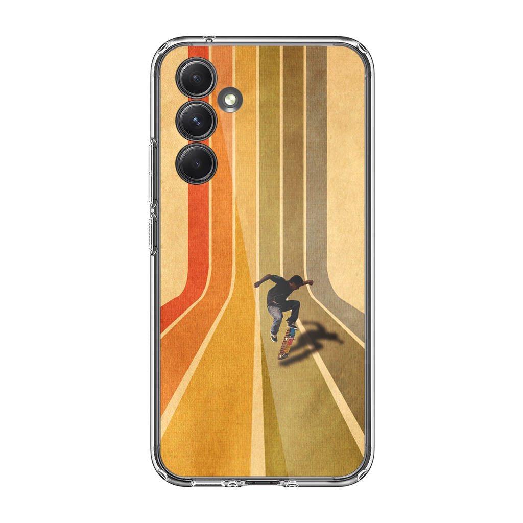 Vintage Skateboard On Colorful Stipe Runway Samsung Galaxy S23 FE Case