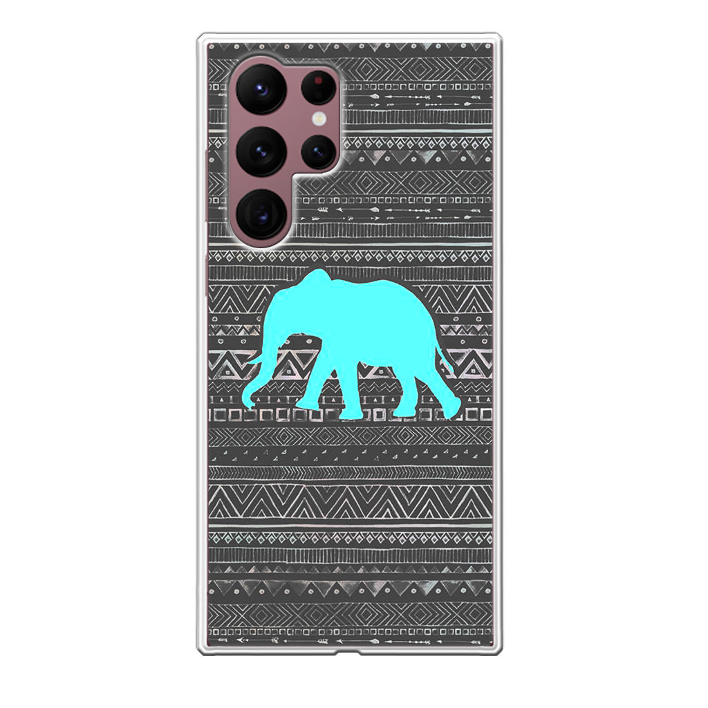 Aztec Elephant Turquoise Galaxy S22 Ultra 5G Case