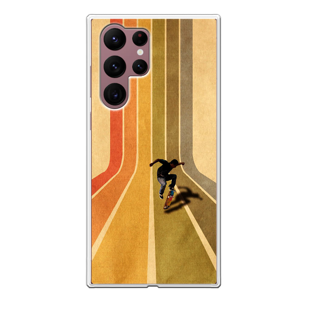 Vintage Skateboard On Colorful Stipe Galaxy S22 Ultra 5G Case