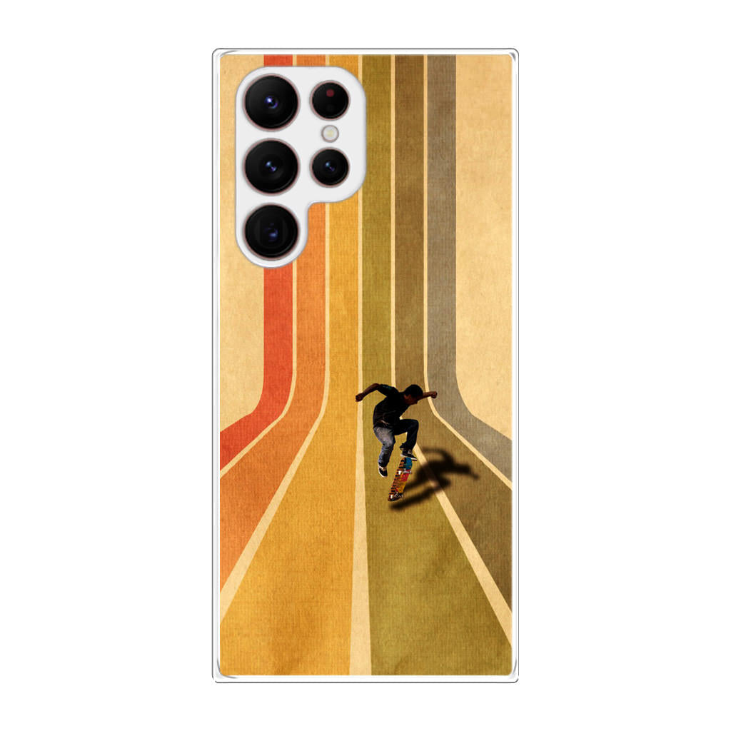 Vintage Skateboard On Colorful Stipe Galaxy S22 Ultra 5G Case