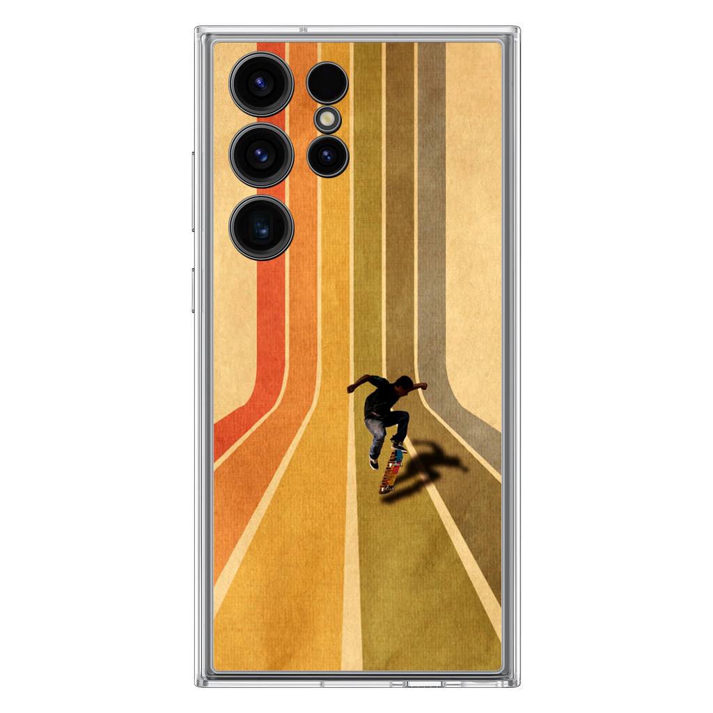 Vintage Skateboard On Colorful Stipe Runway Samsung Galaxy S23 Ultra Case