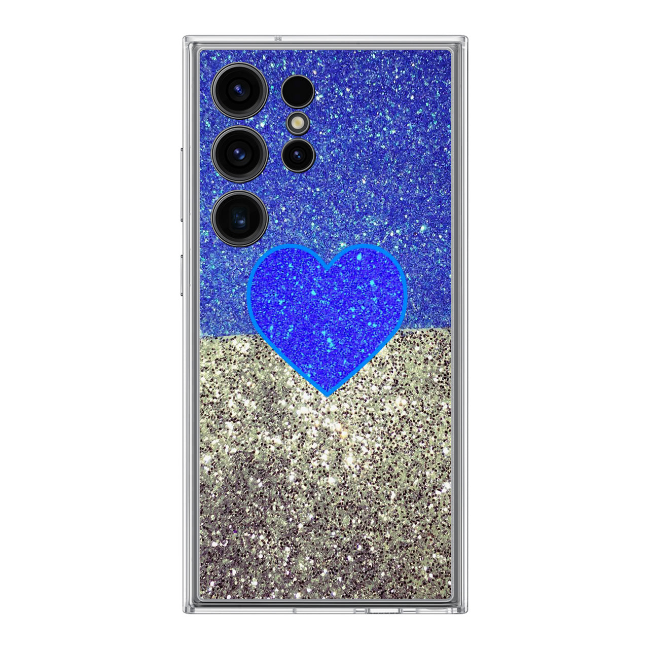 Love Glitter Blue and Grey Samsung Galaxy S24 Ultra Case