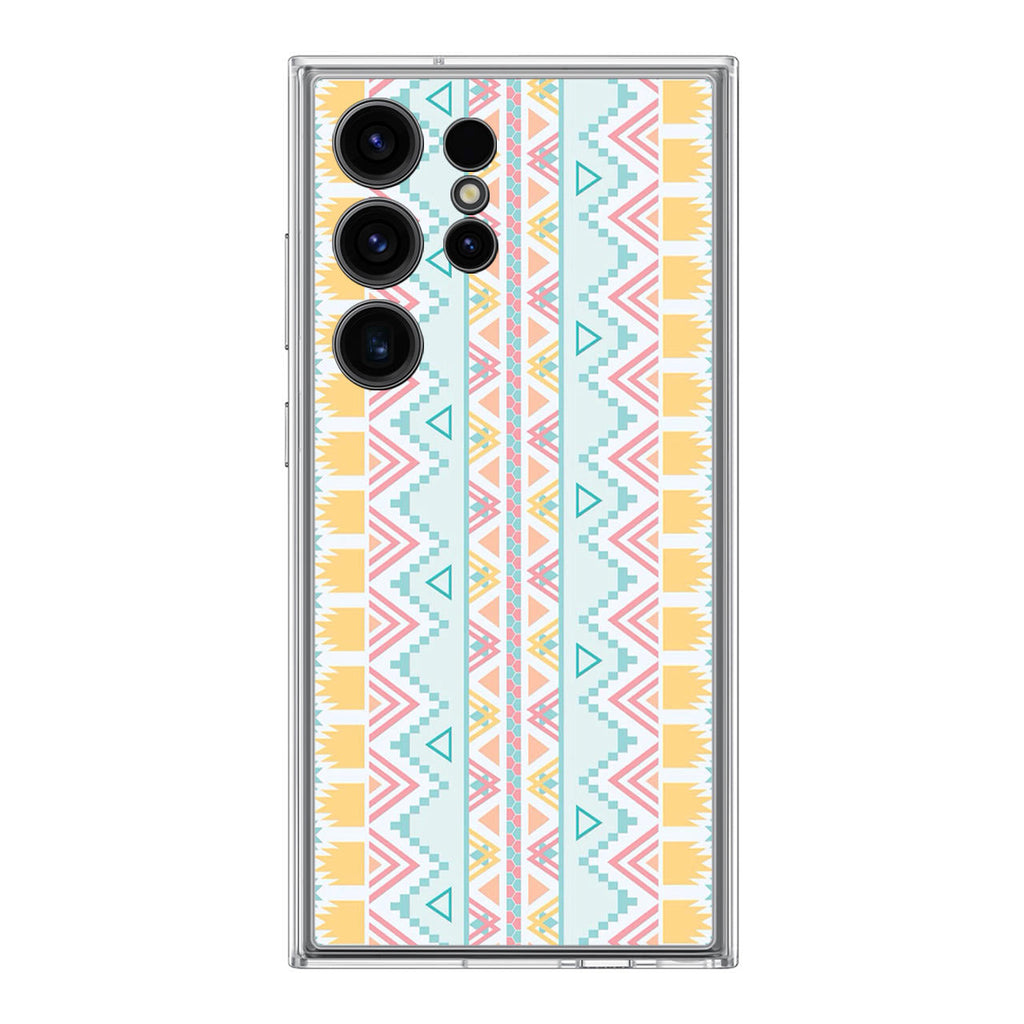 Peach Aztec Pattern Samsung Galaxy S24 Ultra Case