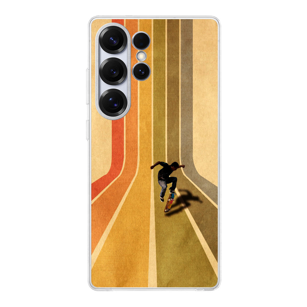 Vintage Skateboard On Colorful Stipe Runway Samsung Galaxy S25 Ultra Case