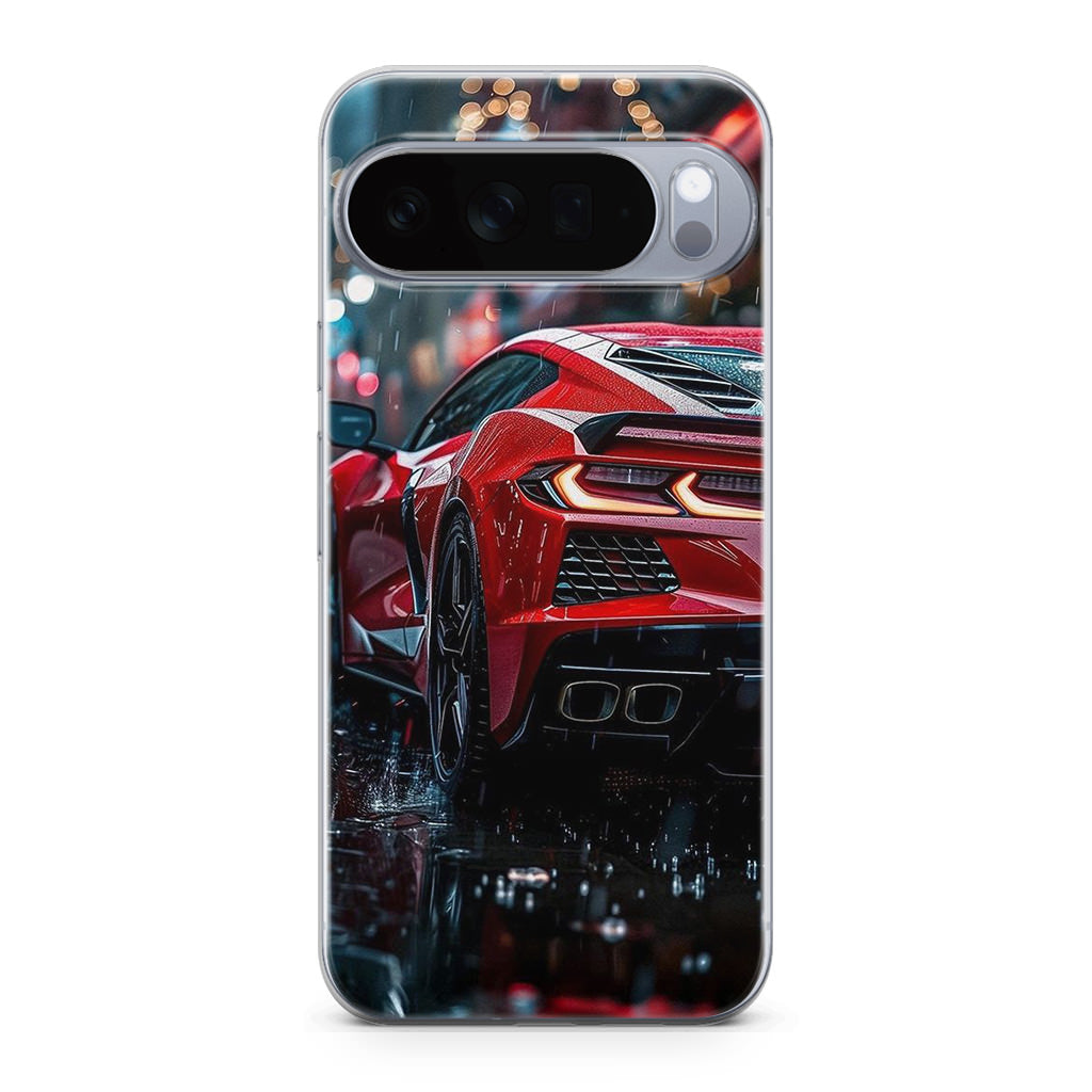 Red Sport Car in the Rain Google Pixel 10 Pro / 10 Pro XL Case
