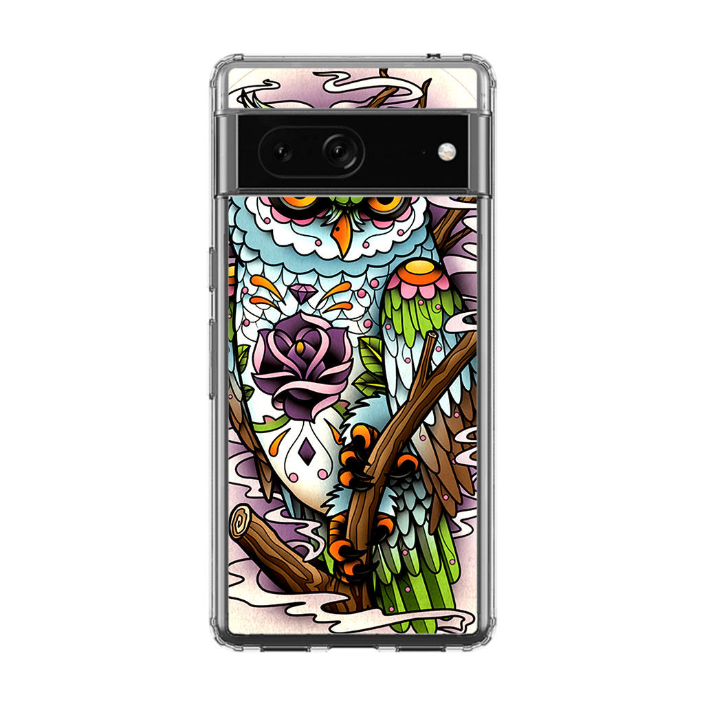 Sugar Skull Owl Tattoo Google Pixel 7a Case