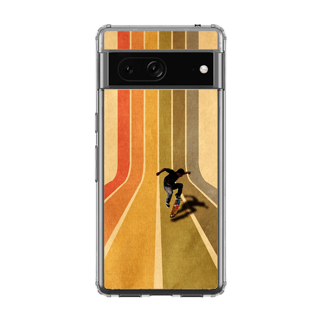 Vintage Skateboard On Colorful Stipe Runway Google Pixel 7a Case
