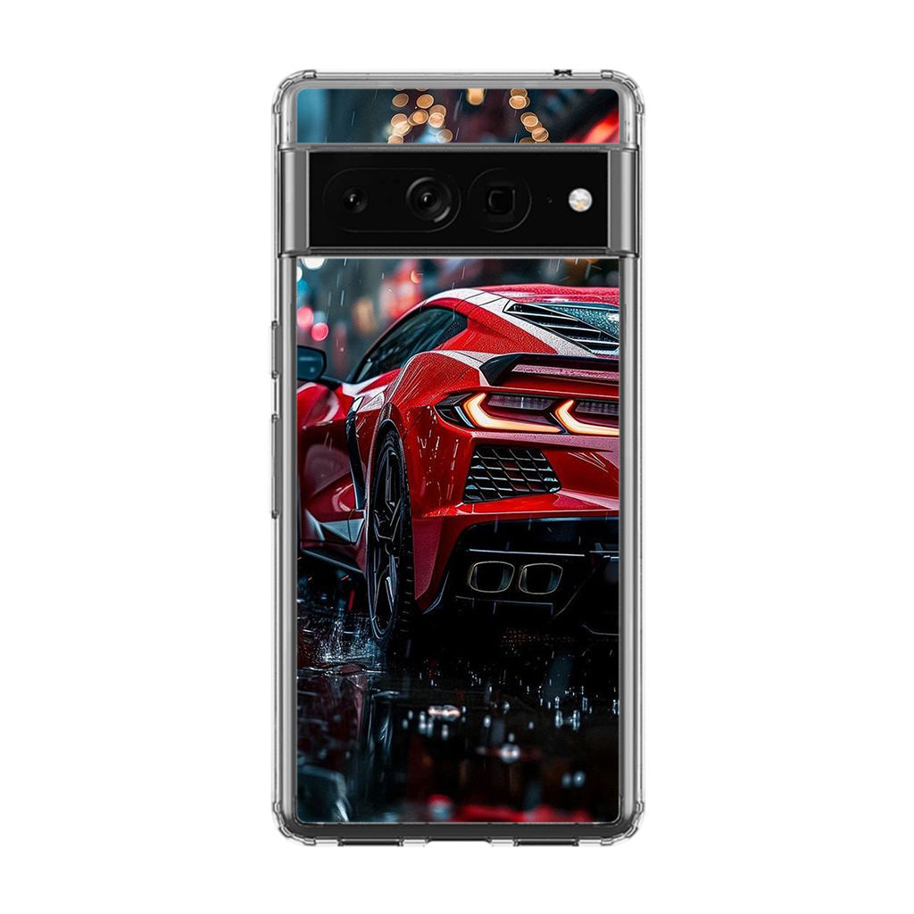 Red Sport Car in the Rain Google Pixel 7 Pro Case