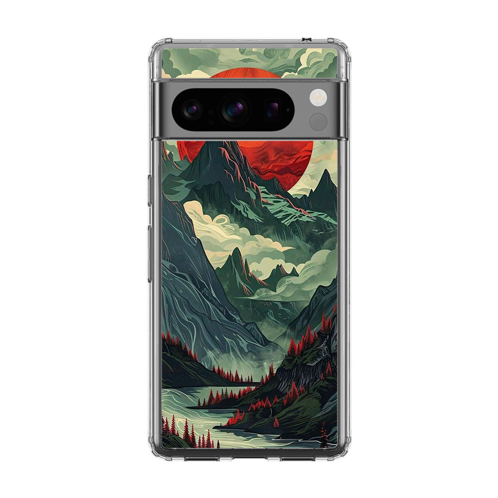 Crimson Moon Over Silent Peaks Google Pixel 8 Pro Case