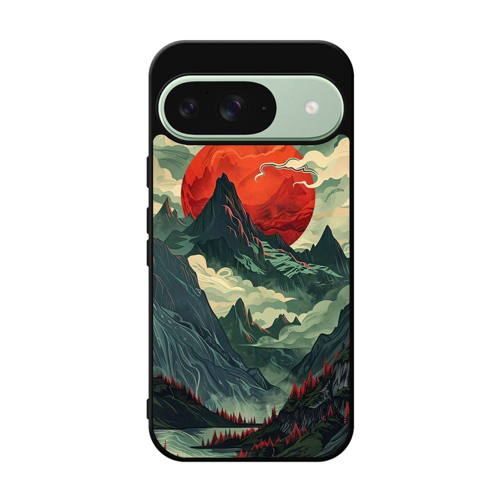 Crimson Moon Over Silent Peaks Google Pixel 9 Case