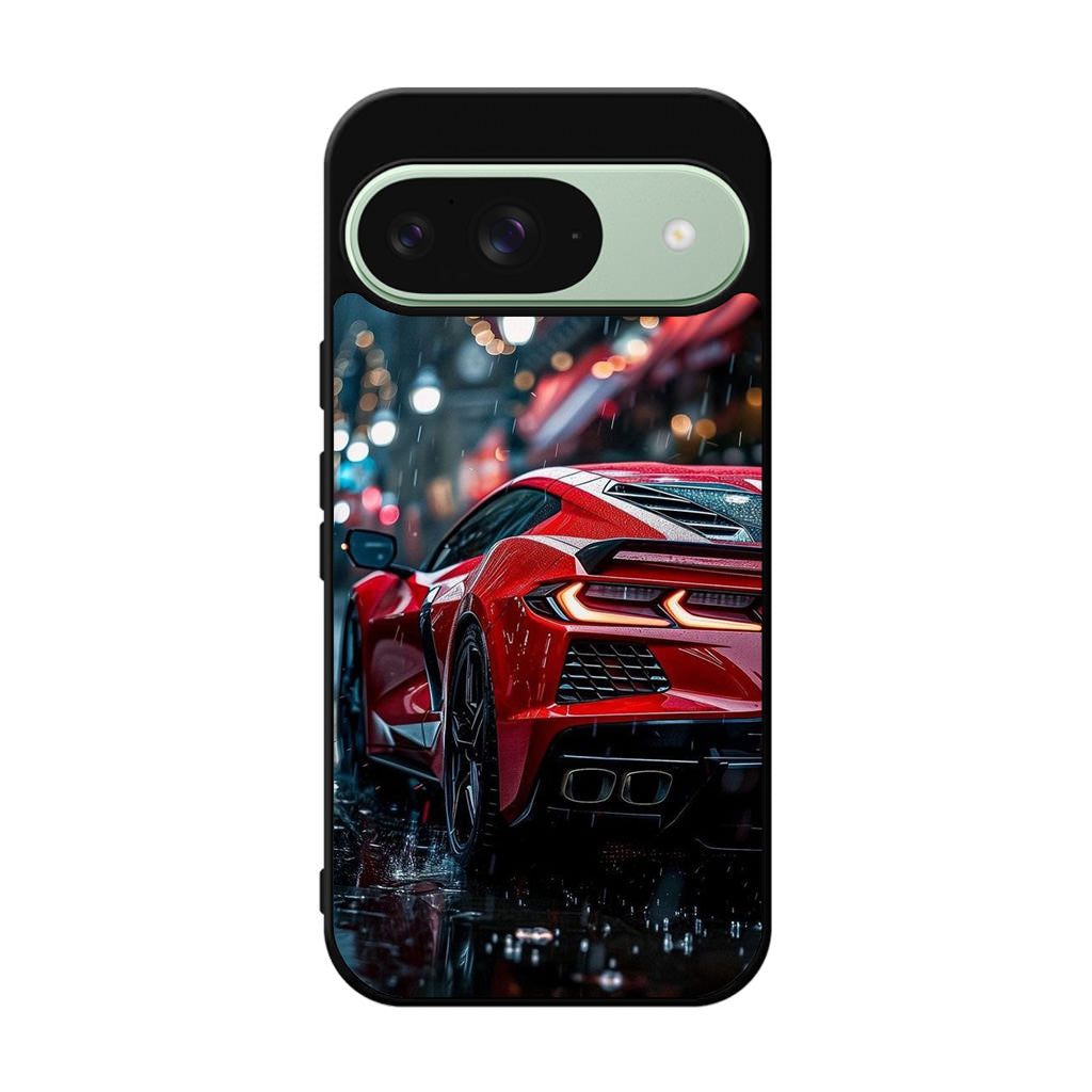Red Sport Car in the Rain Google Pixel 9 Case