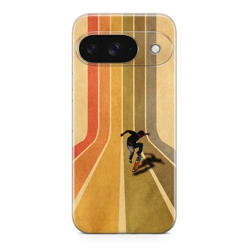 Vintage Skateboard On Colorful Stipe Runway Google Pixel 9 Case