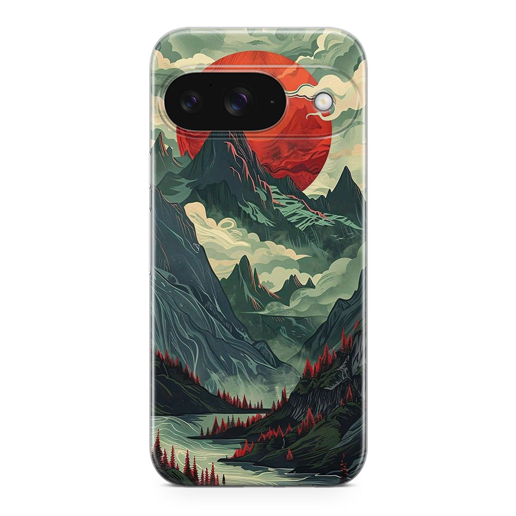 Crimson Moon Over Silent Peaks Google Pixel 9 Case