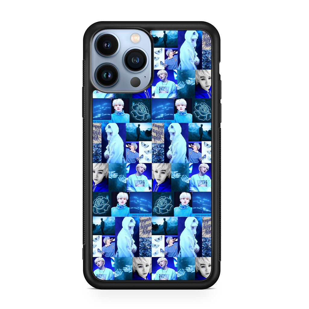 BTS Suga Blue Aesthetic Collage iPhone 13 Pro / 13 Pro Max Case