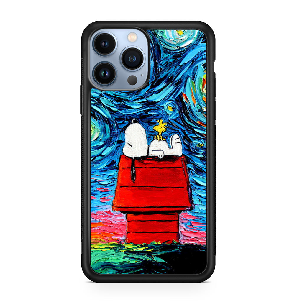 Dog Lying Under Starry Night Van Gogh iPhone 13 Pro / 13 Pro Max Case