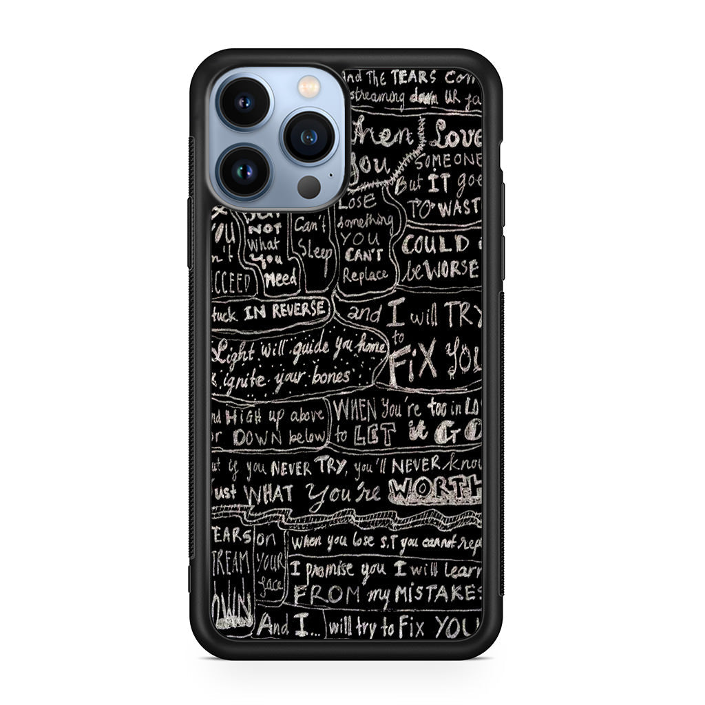 Fix You Lyrics iPhone 13 Pro / 13 Pro Max Case
