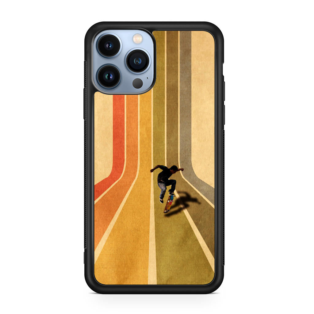 Vintage Skateboard On Colorful Stipe iPhone 13 Pro / 13 Pro Max Case