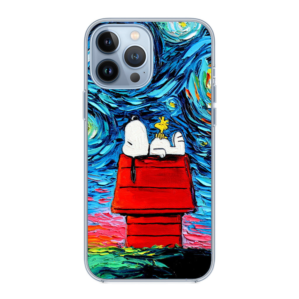 Dog Lying Under Starry Night Van Gogh iPhone 13 Pro / 13 Pro Max Case