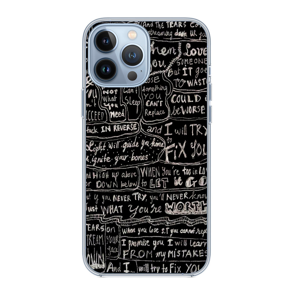Fix You Lyrics iPhone 13 Pro / 13 Pro Max Case