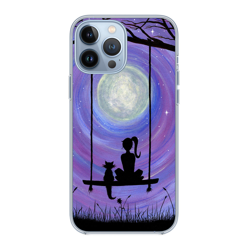 Girl Cat and Moon iPhone 13 Pro / 13 Pro Max Case