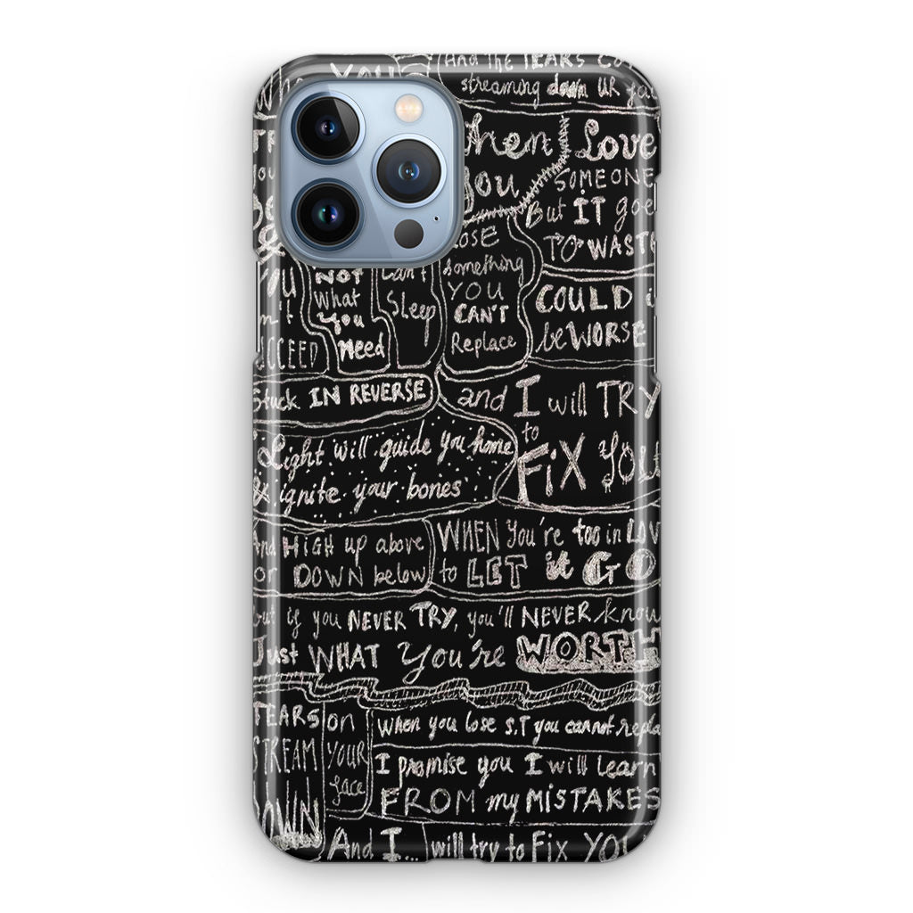 Fix You Lyrics iPhone 13 Pro / 13 Pro Max Case