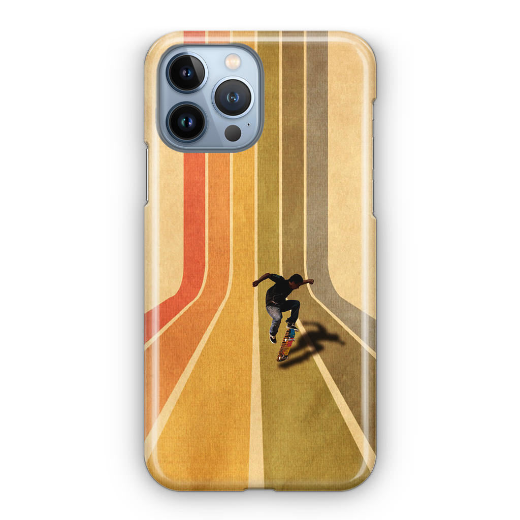 Vintage Skateboard On Colorful Stipe iPhone 13 Pro / 13 Pro Max Case