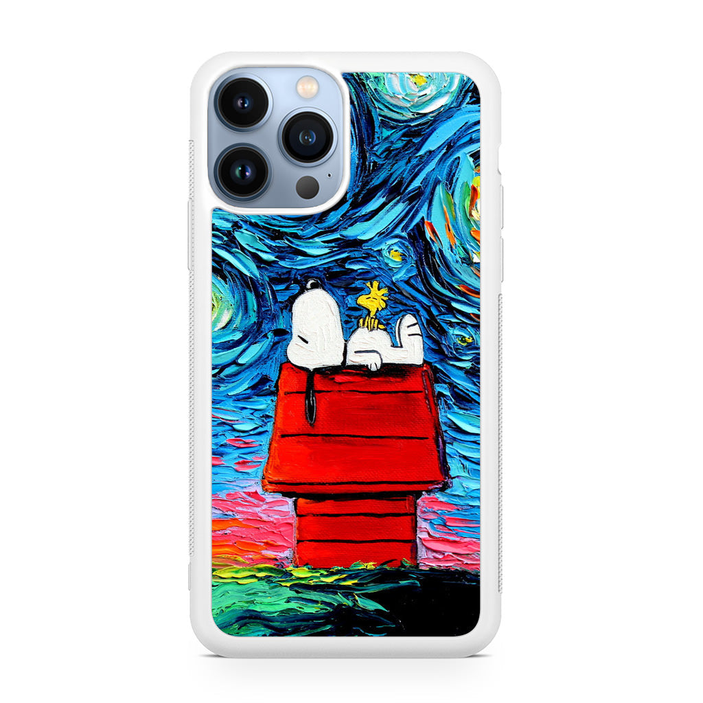 Dog Lying Under Starry Night Van Gogh iPhone 13 Pro / 13 Pro Max Case