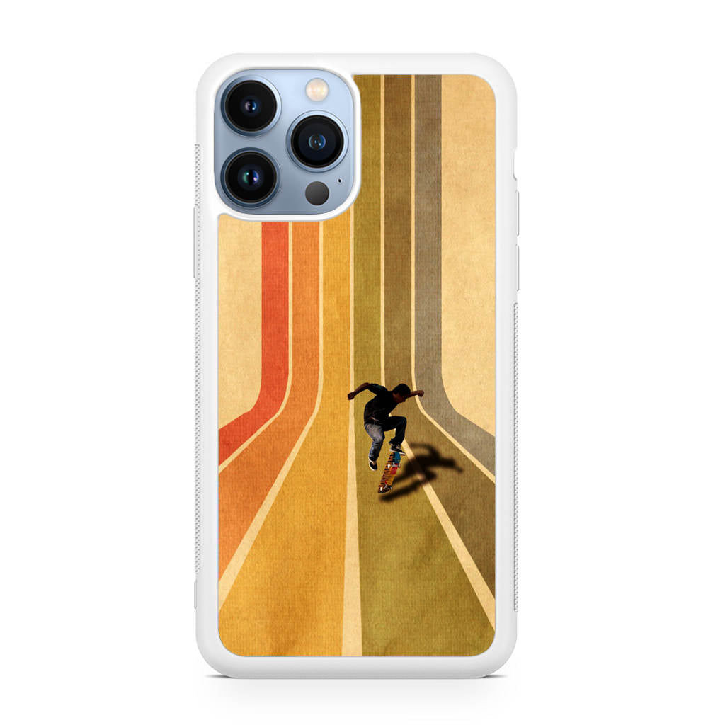 Vintage Skateboard On Colorful Stipe iPhone 13 Pro / 13 Pro Max Case