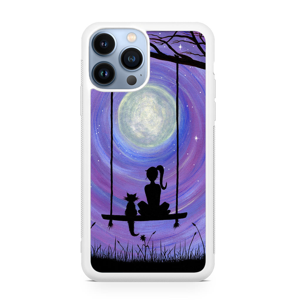 Girl Cat and Moon iPhone 13 Pro / 13 Pro Max Case
