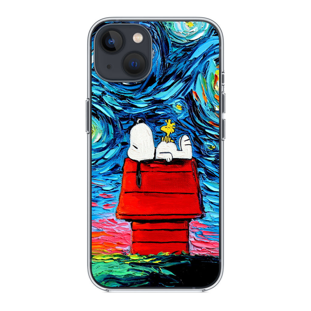Dog Lying Under Starry Night Van Gogh iPhone 13 / 13 mini Case