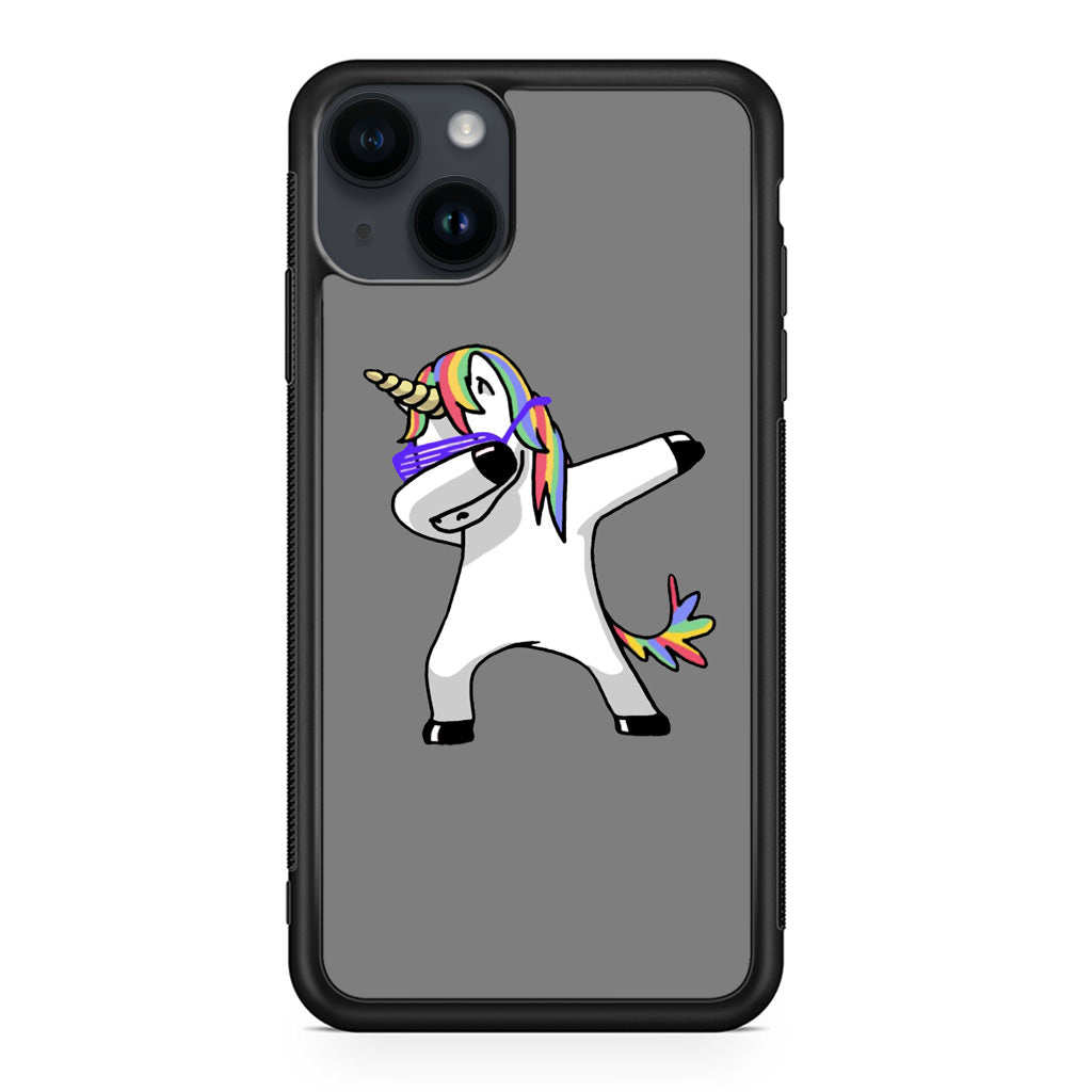 Unicorn Dabbing Grey iPhone 15 / 15 Plus Case