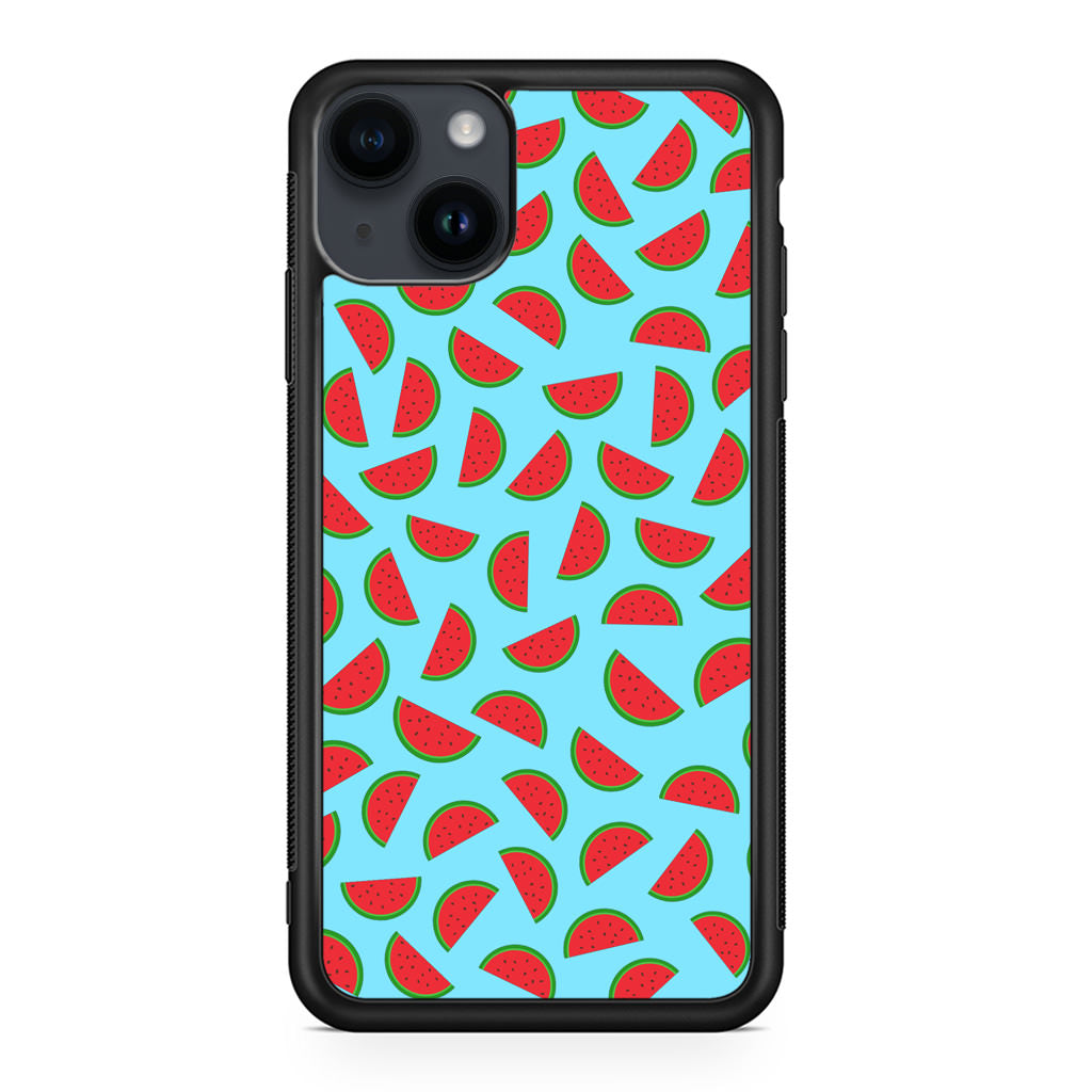 Watermelon Fruit Pattern Blue iPhone 15 / 15 Plus Case