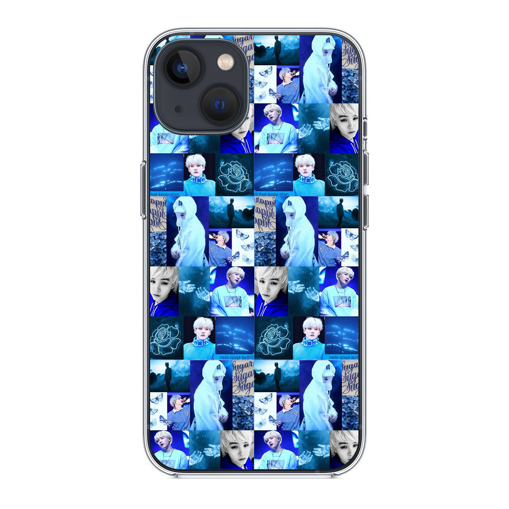 BTS Suga Blue Aesthetic Collage iPhone 15 / 15 Plus Case
