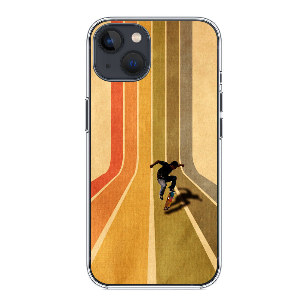 Vintage Skateboard On Colorful Stipe iPhone 14 / 14 Plus Case