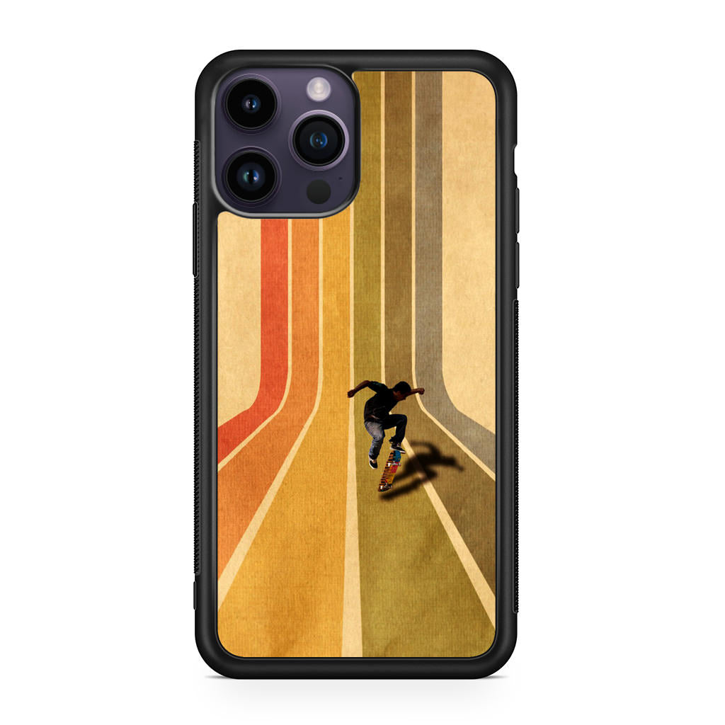 Vintage Skateboard On Colorful Stipe iPhone 15 Pro / 15 Pro Max Case