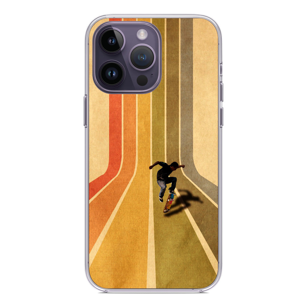 Vintage Skateboard On Colorful Stipe iPhone 14 Pro / 14 Pro Max Case