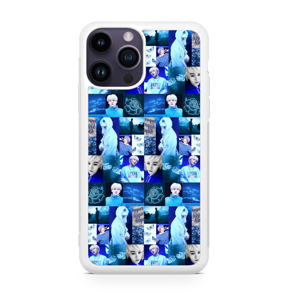 BTS Suga Blue Aesthetic Collage iPhone 15 Pro / 15 Pro Max Case