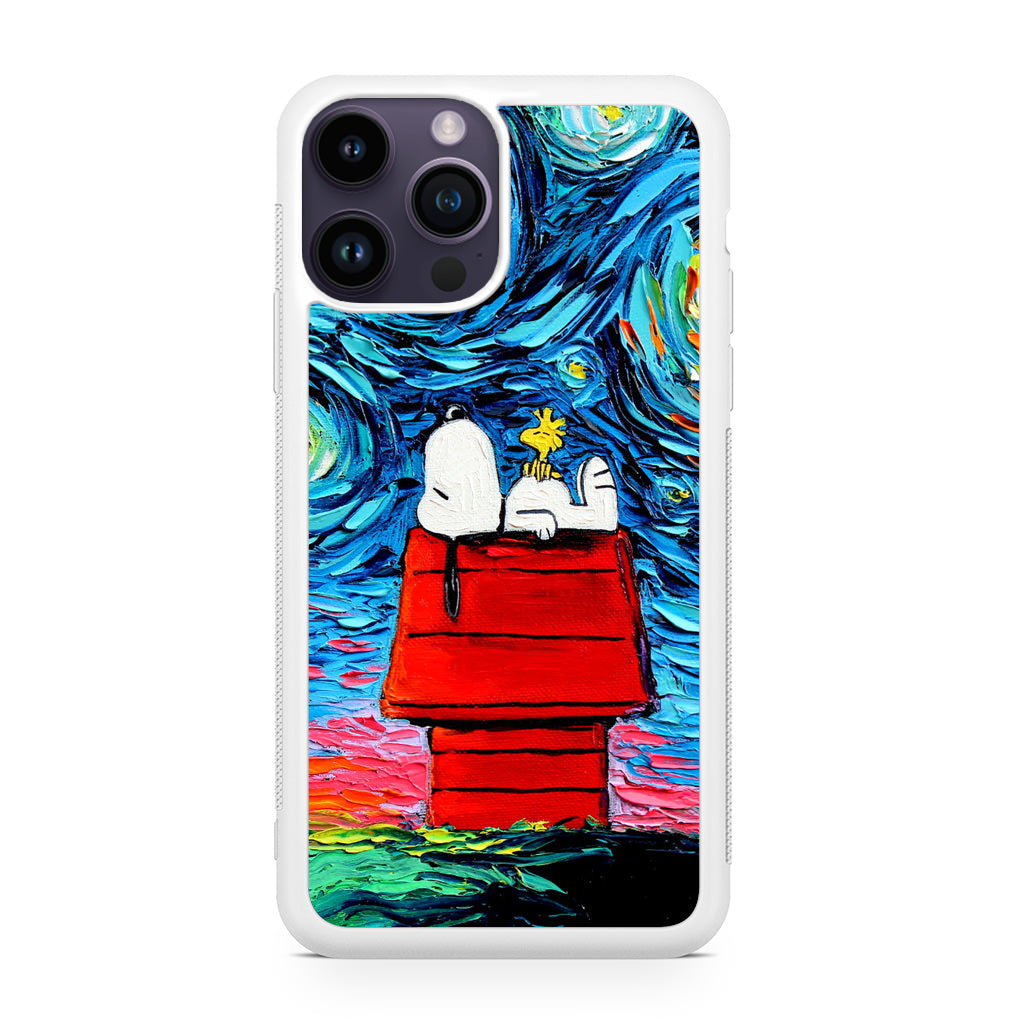 Dog Lying Under Starry Night Van Gogh iPhone 14 Pro / 14 Pro Max Case