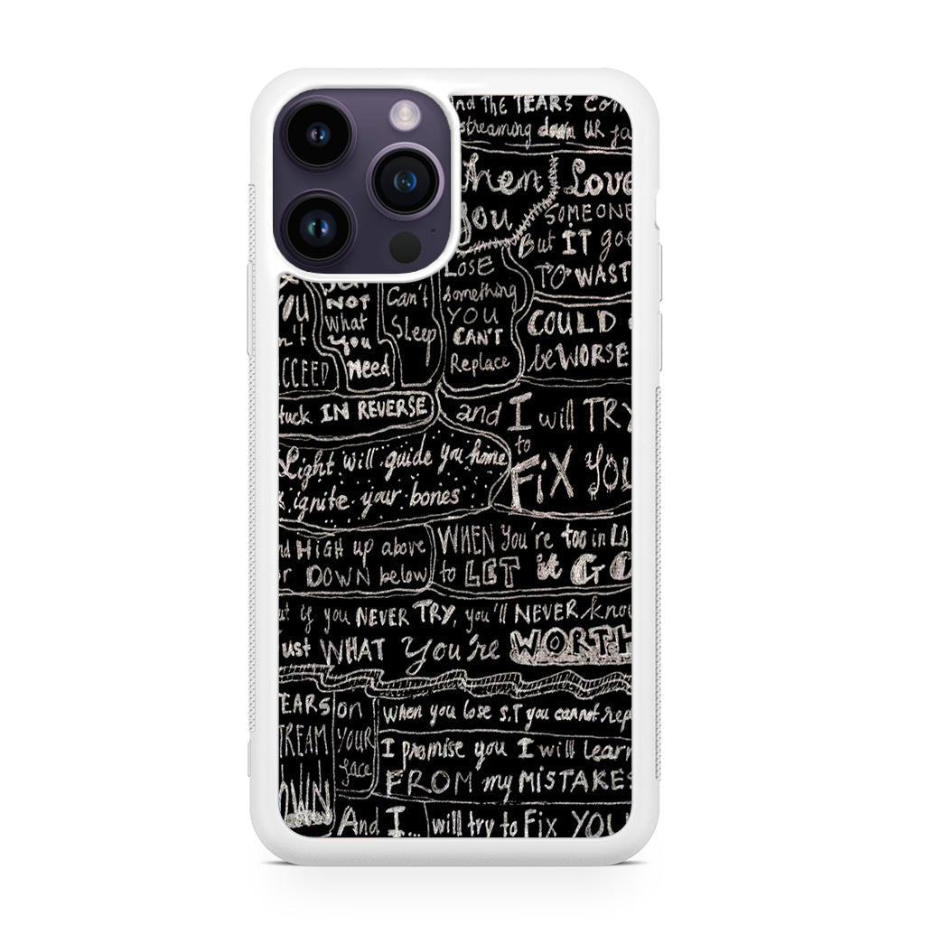 Fix You Lyrics iPhone 14 Pro / 14 Pro Max Case