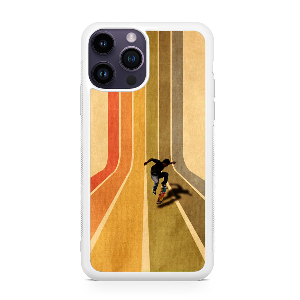 Vintage Skateboard On Colorful Stipe iPhone 14 Pro / 14 Pro Max Case