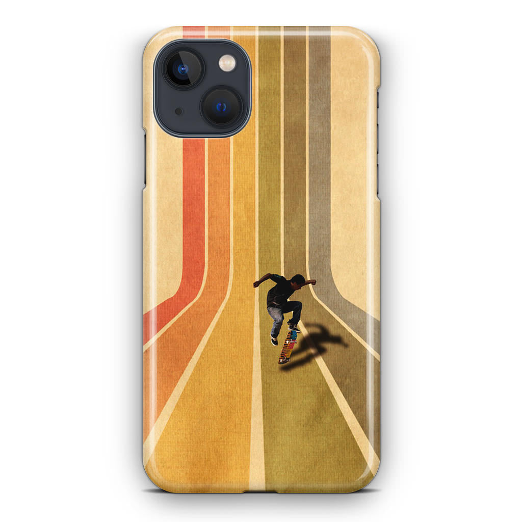Vintage Skateboard On Colorful Stipe Runway iPhone 15 / 15 Plus Case