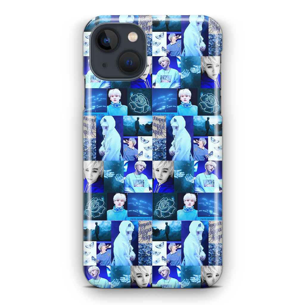 BTS Suga Blue Aesthetic Collage iPhone 15 / 15 Plus Case