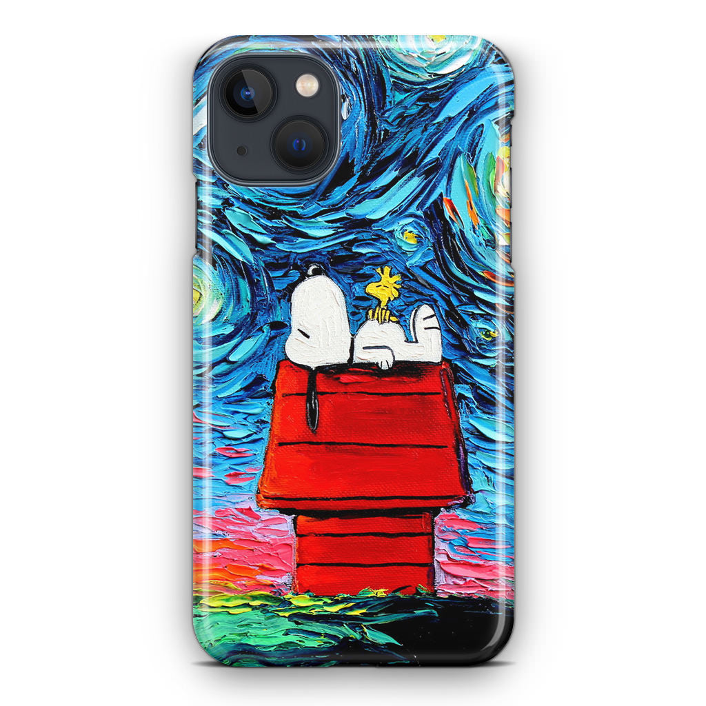Dog Lying Under Starry Night Van Gogh iPhone 15 / 15 Plus Case